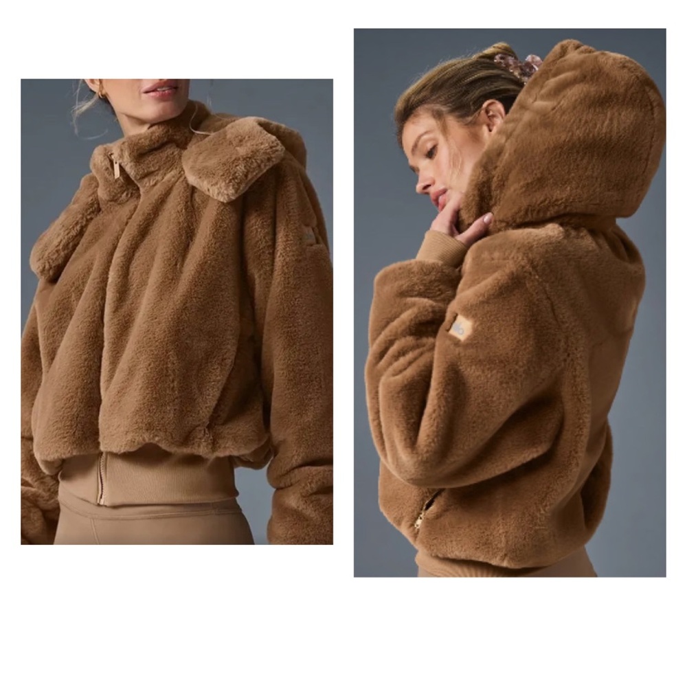 Alo Faux Fur Foxy Jacket Tan Size Small NWOT Fast Ship! Never worn!